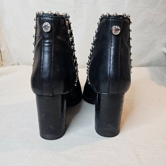 Steve Madden Cade Black Leather Studded Boots - Size 6 - Picture 4 of 8